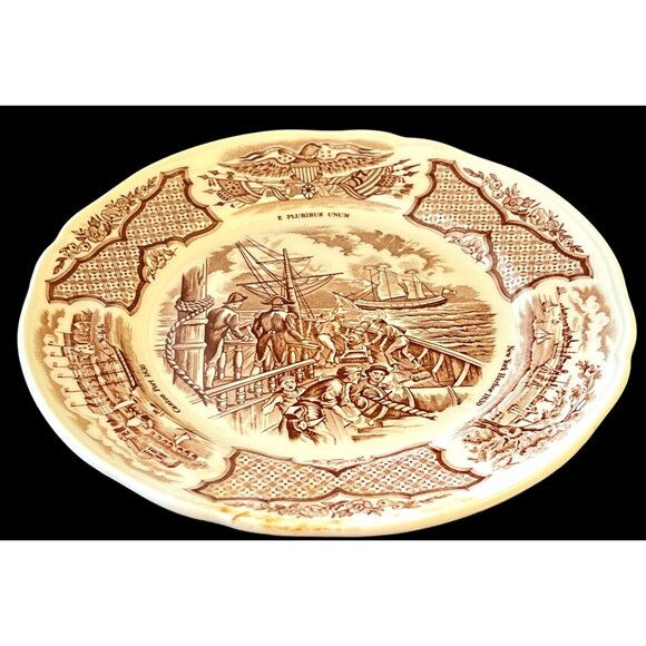 Vintage Alfred Meakin Staffordshire Commerative Plate ~ “FAIR WINDS” - Picture 1 of 6